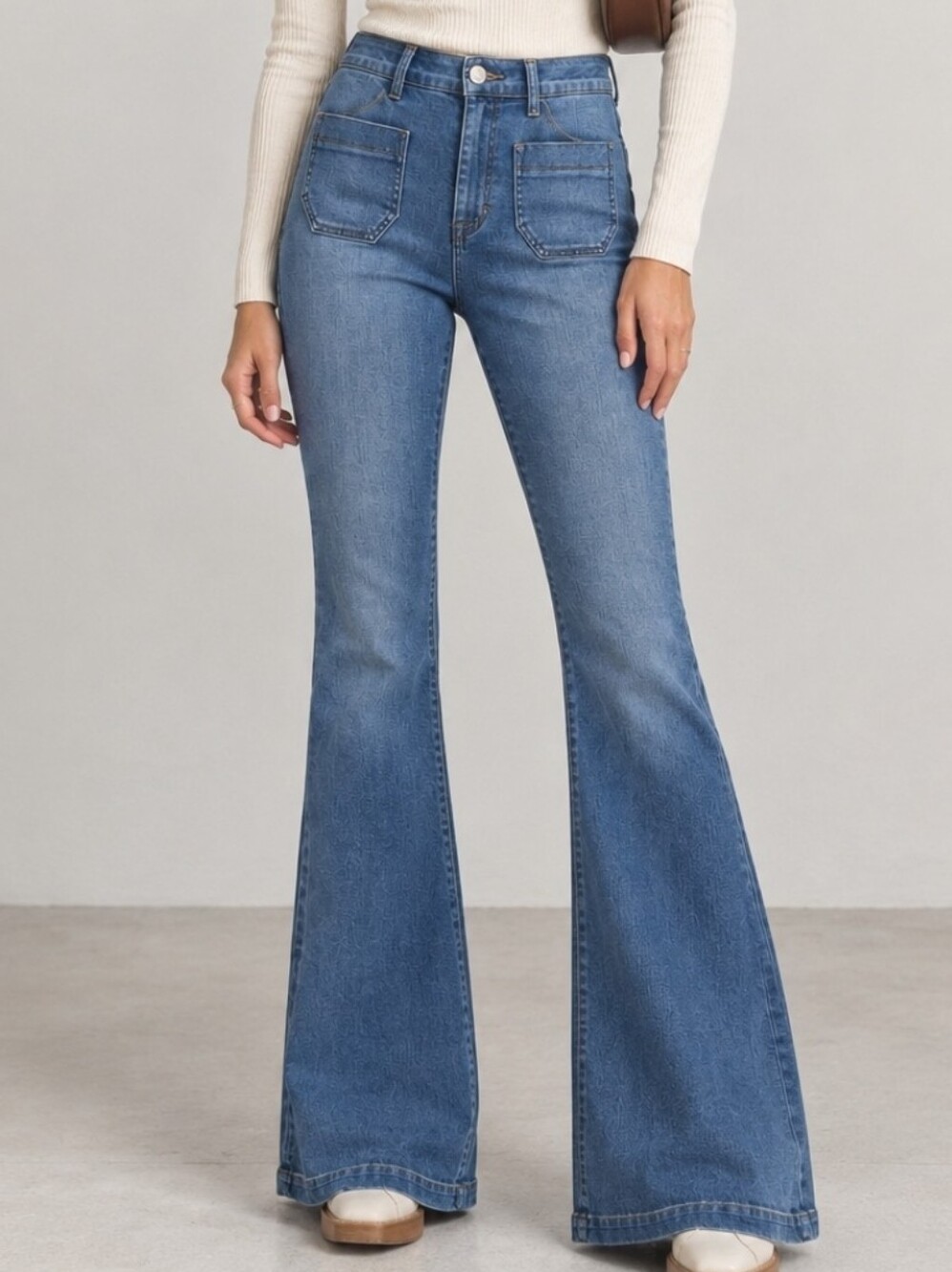 HUDSON Taylor Flare Jeans Front Patch Pockets Size 25 34" Inseam